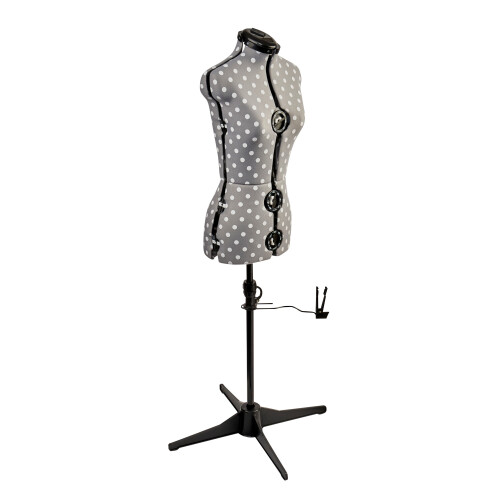 Adjustable Dressmakers Dummy, Grey Polka Dot. Available in 4 Sizes.