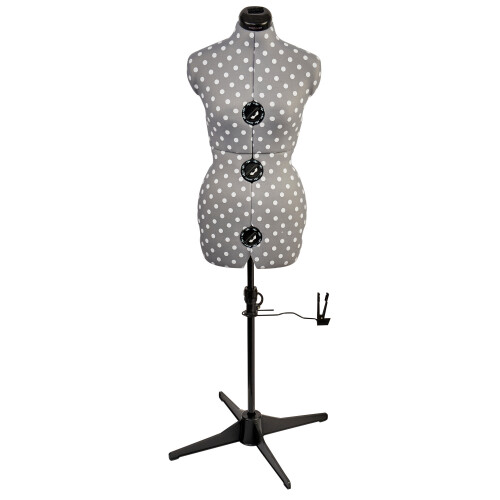 Adjustable Dressmakers Dummy, Grey Polka Dot. Available in 4 Sizes. 1