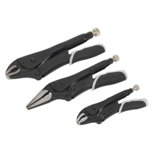 Sealey Sealey Ak6863B Locking Pliers Set 3Pc Quick Release Black Series