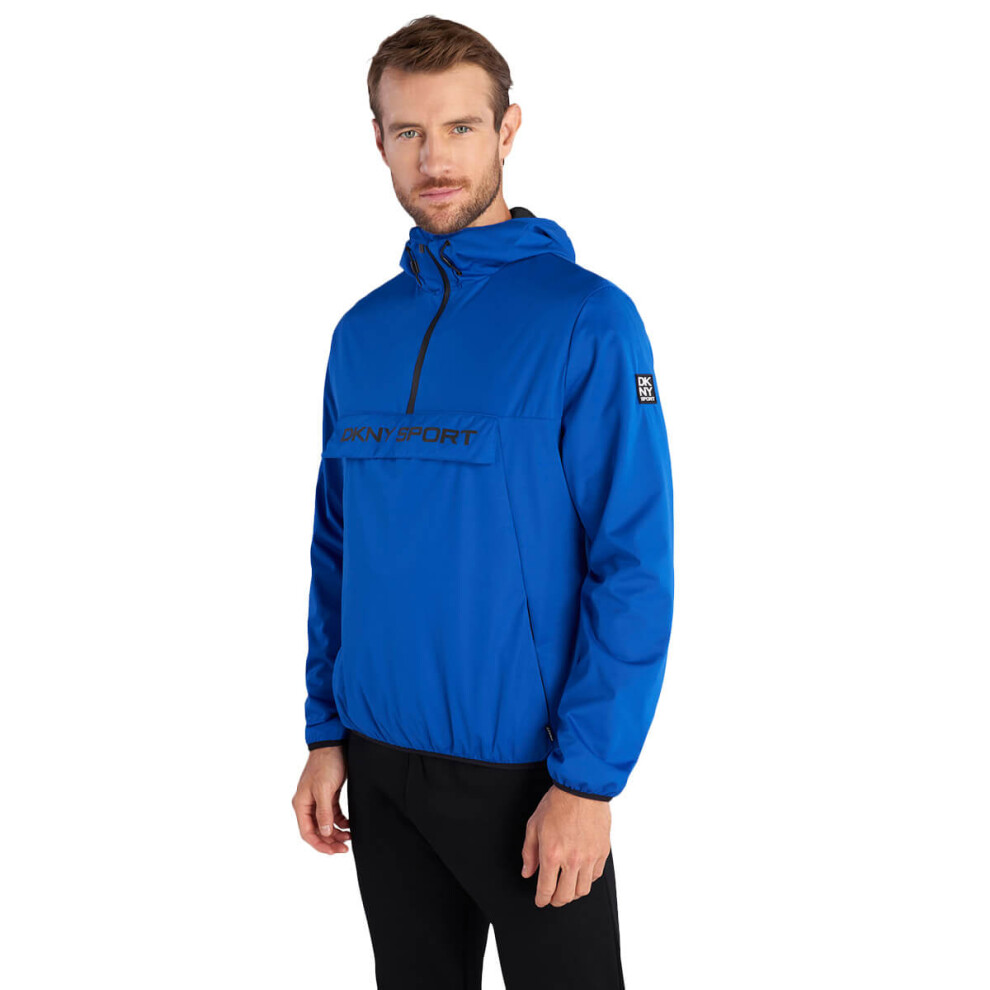 (XL, Electric Blue) DKNY Mens Downwind 1/4 Zip Water Repellent Lightweight Jacket