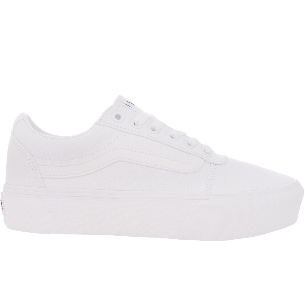 (7.5 UK, White) Vans Womens Ward Platform Chunky Canvas Trainers Sneakers Shoes