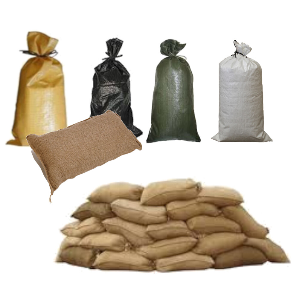 Pack of 15 all types Yuzet Sand Bags With Ties Flood Protection Sack Sandbag