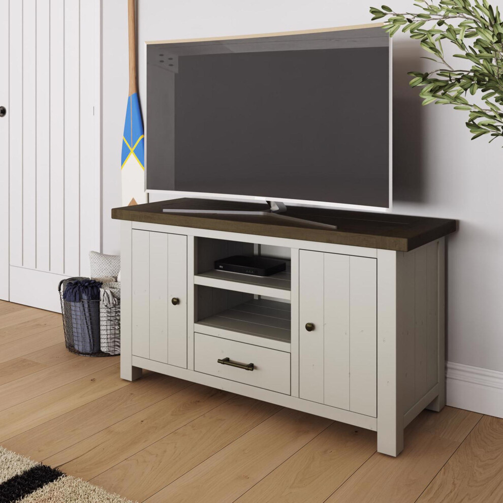 FWStyle TV Unit 2 Door 1 Drawer Reclaimed Pine Living Room Furniture Truffle