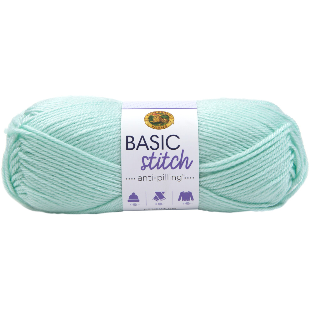 Lion Brand Yarn Basic Stitch Anti-Pilling Strickgarn, Garn Zum HäKeln, 1Er Pack, Frost-image