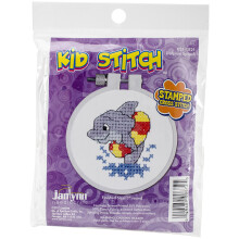 Janlynn 3"""" Kid stemplet korsstingss?t Rund delfinst?nk flerfarvet
