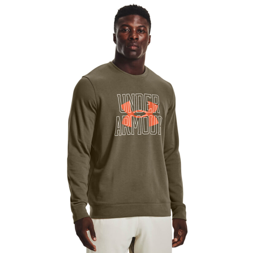 (M, Tent) Under Armour Mens 2022 Rival Terry Logo Moisture Wicking Quick Dry Crew Sweater