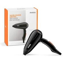BaByliss Travel Dry 2000W Hair Dryer, Dual voltage, Worldwide, Lightweight, Compact, folding handle