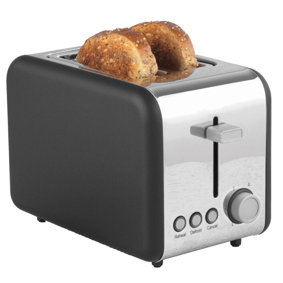 Grey 2 Slices Toaster 850W Breakfast Maker Pop up Bread Loaf Toaster Machine