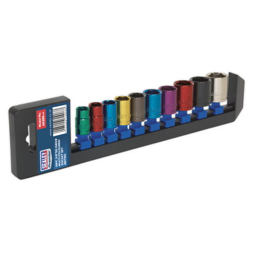Sealey Sealey Ak285 Multi-Coloured Socket Set 10Pc 3/8Sq Drive 6Pt Walldrive Metric