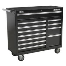Sealey Ap41120B Rollcab 12 Drawer With Ball Bearing Runners Heavy-Duty - Black
