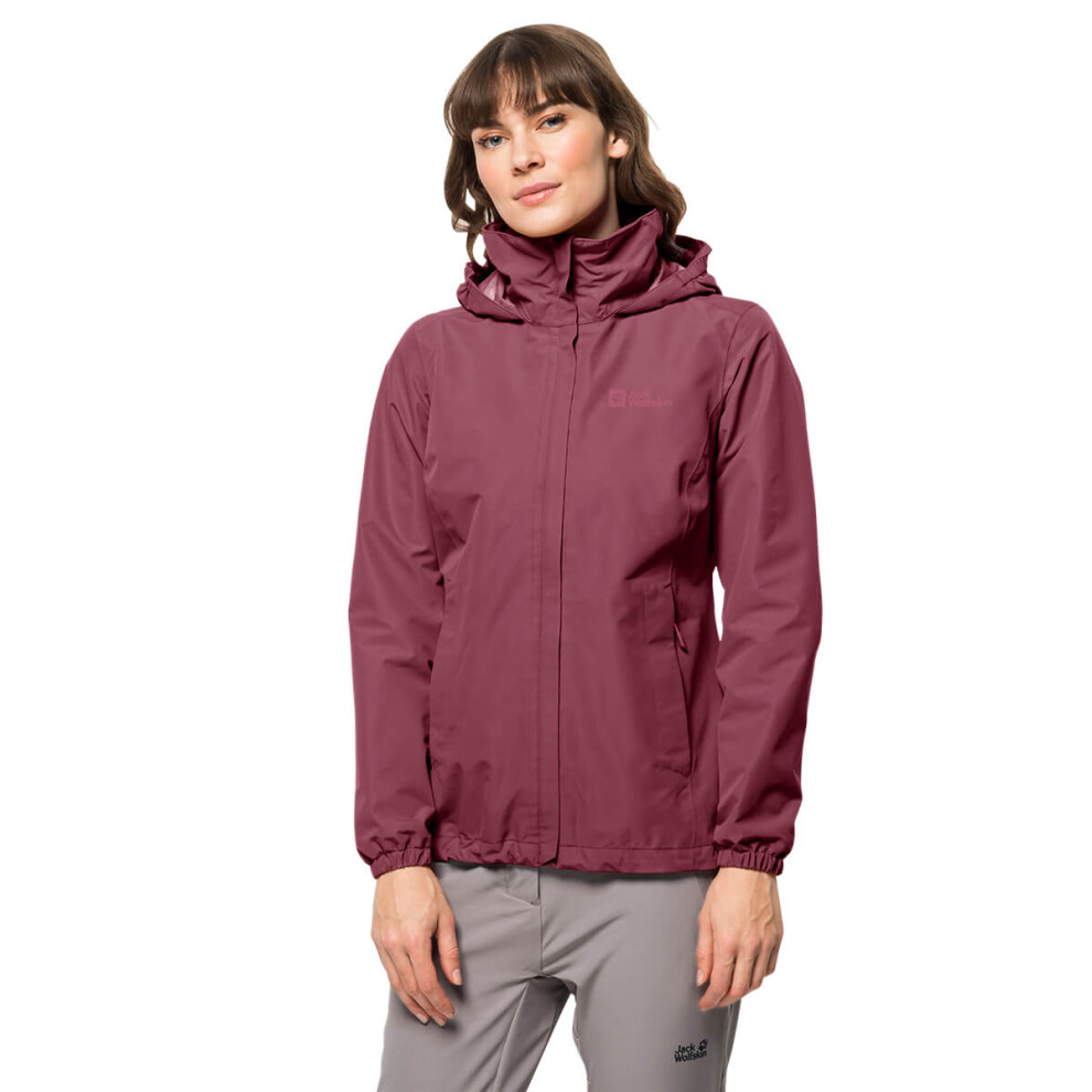 (XS, Sangria Red) Jack Wolfskin Womens 2023 Stormy Point 2L Windproof Waterproof Jacket