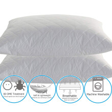 Quilted Pillow Protector Cover Case Luxury Pair Non-Allergenic Poly Cotton New