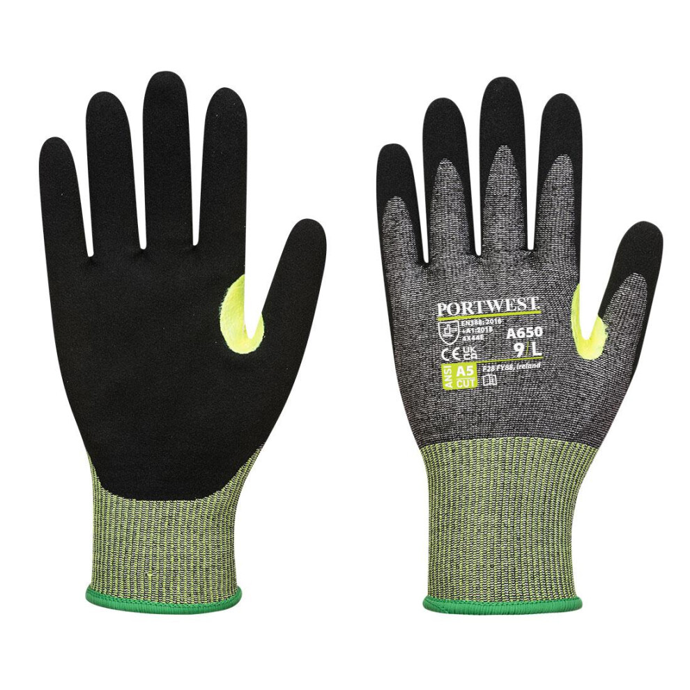 (XL, Grey/Black) Portwest Unisex Adult A650 CS E15 Nitrile Cut Resistant Gloves