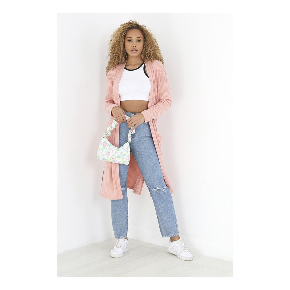 (S, Dusty Pink) Brave Soul Womens/Ladies Ribbed Cardigan