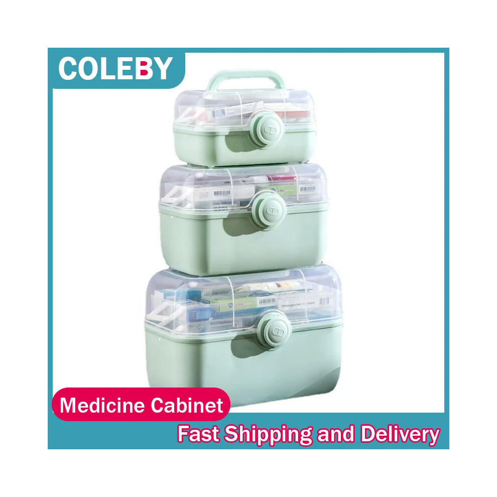 (Large) Medicine Cabinet Household Two Layer Large Capacity Portable Medical Care Home Medical Storage Box Medicine Chest