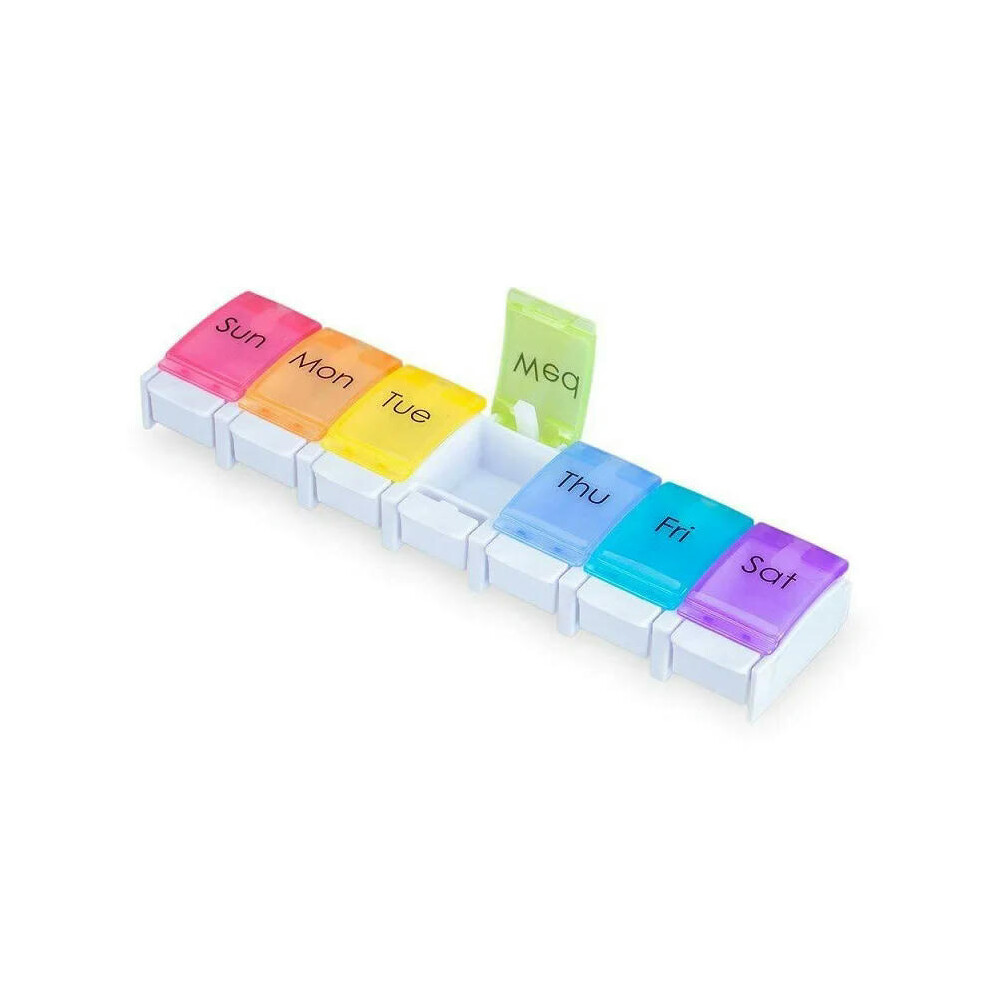 (single row) Large 7 Day Pill Boxes Weekly Tablet Dispenser Holder Daily Medicine Organiser