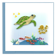Quilling Green Sea Turtle Sea Safari Adventure Hand-Finished Art Greeting Card