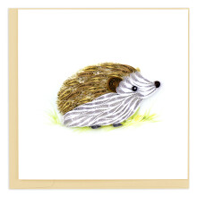 Quilling White And Brown Hedgehog Spiky Snuggles Hand-Finished Art Greeting Card