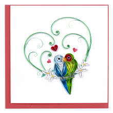 Quilling Pair Of Love Birds Chirpy Romance Hand-Finished Art Greeting Card