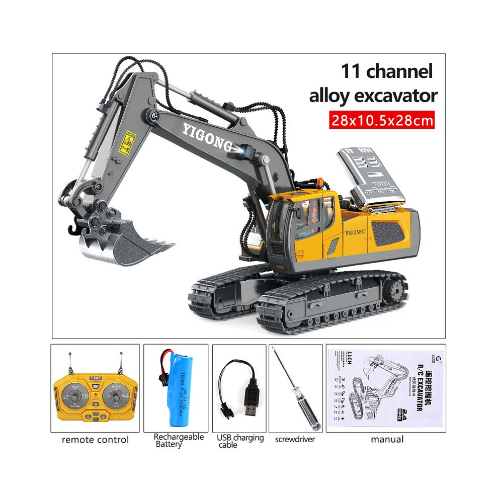 Photos - Other Toys MAXPOWER  RC Alloy Excavator Bulldozer Remote Control Dump Truck Electric Engineering 2.4G High Tech Vehicle Model (Yellow Excavator)