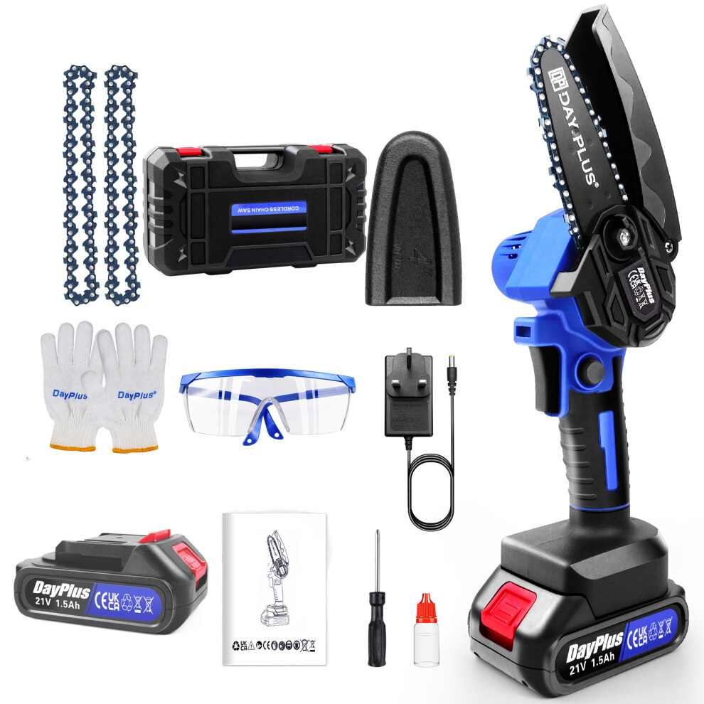 ( 6" Chainsaw+2xBatteries) Brushless Chain Saws for Cutting Trees Battery Chainsaw for Garden Courtyard Pruning Wood Cutting