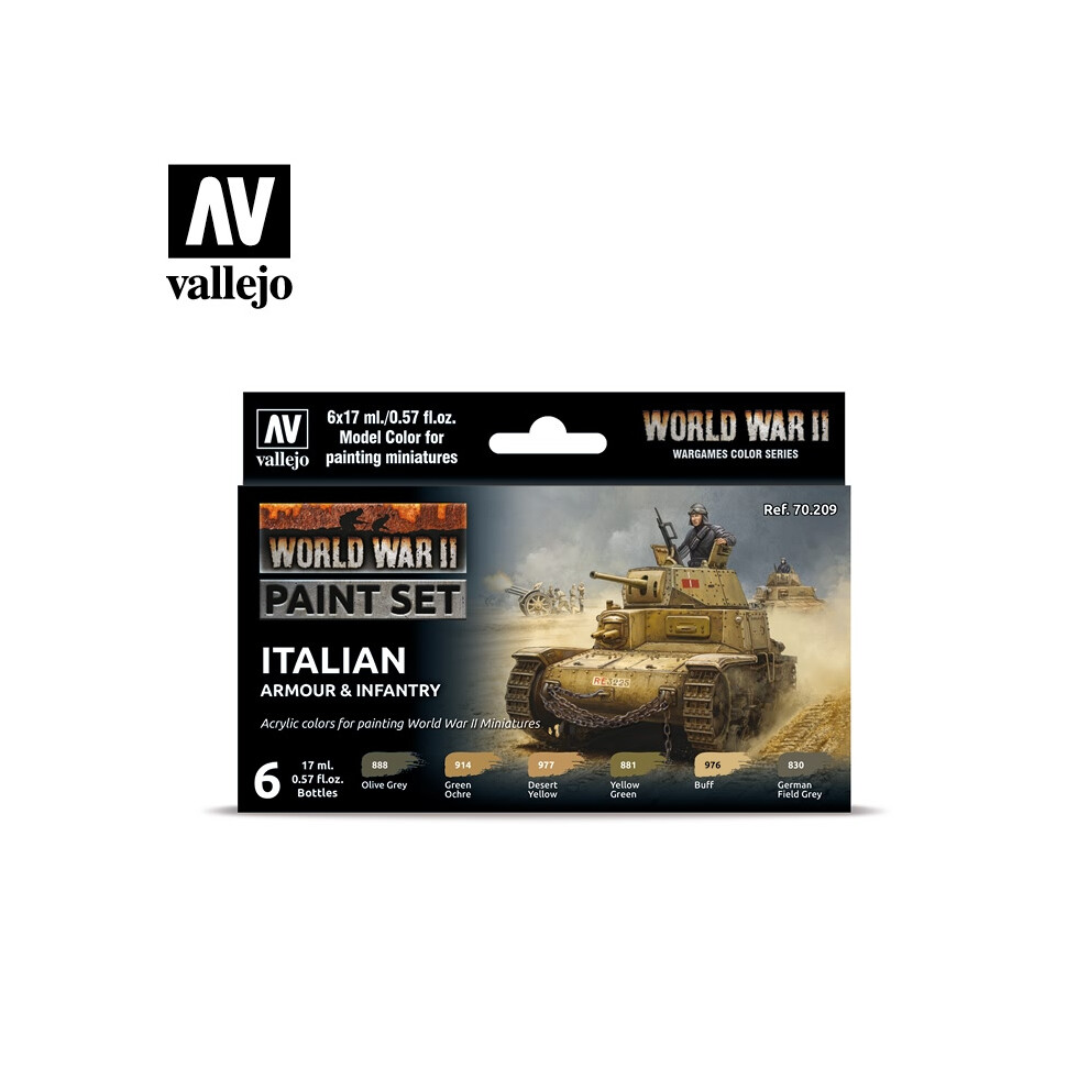 VAL70209 - AV Vallejo Model Color Set - WWII Italian Armour&Infantry