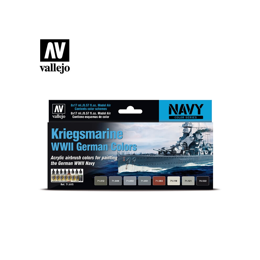 VAL71615 - AV Vallejo Model Air Set - Kriegsmarine WWII German Color