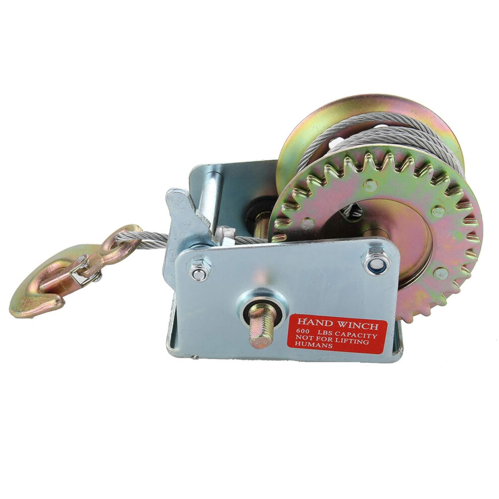 Manual Hand Trailer Winch 600lbs Caravan 8m Strap Marine Puller 