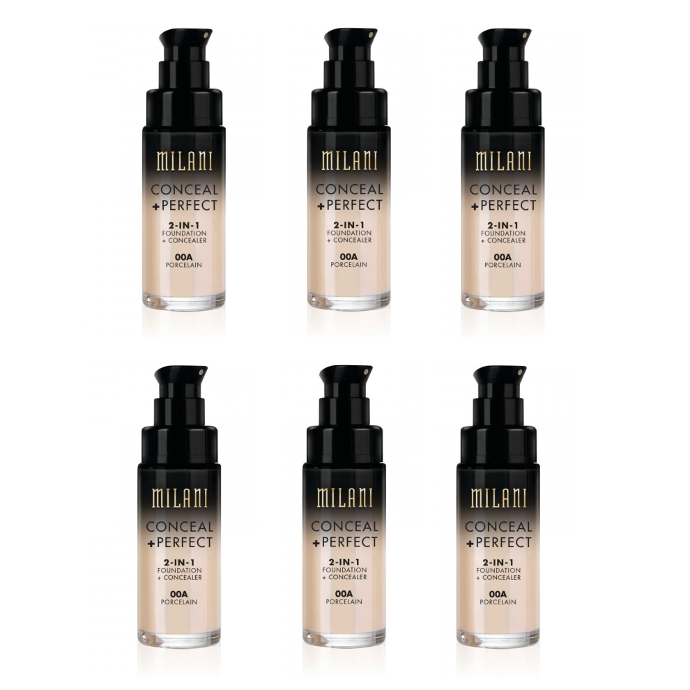 Milani Conceal And Perfect 2 In 1 Foundation + Concealer Porcelain 30ml x6