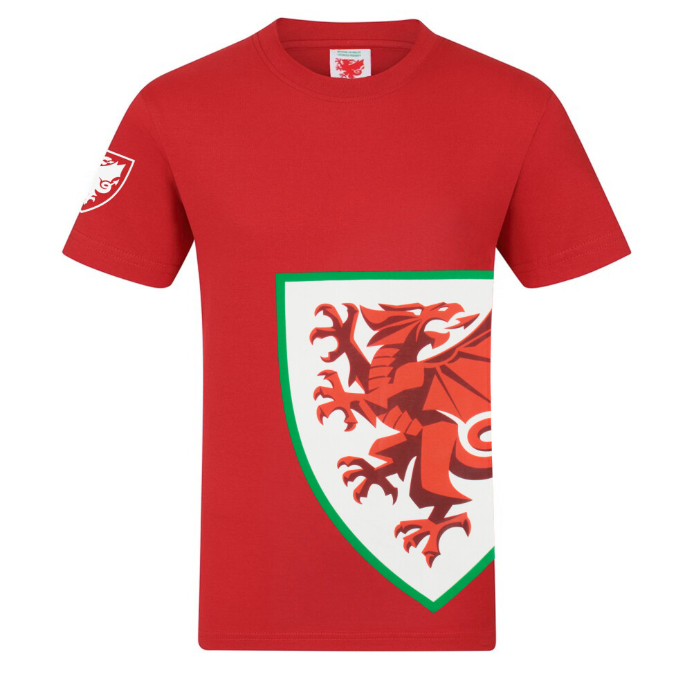 (Red, Medium) Wales Cymru Mens T-Shirt Graphic FAW OFFICIAL Football Gift