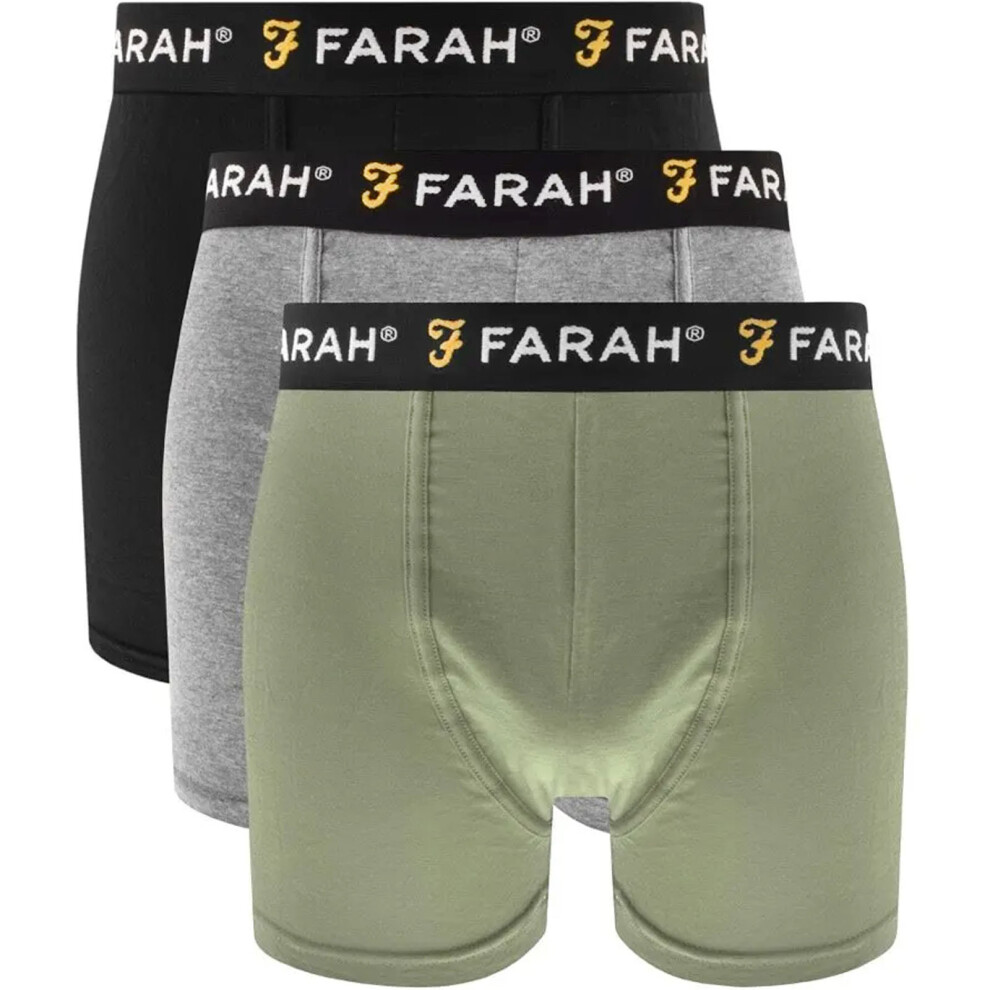 (2XL, Assorted) Farah Mens Karlos 3 Pack Elasticated Underwear Boxers Boxer Shorts - Assorted