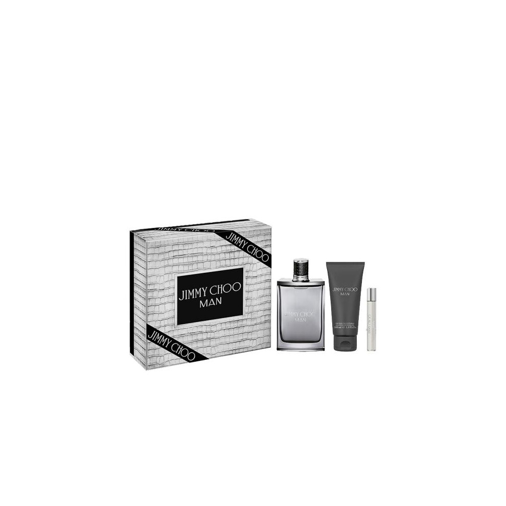 Jimmy Choo Man 3 Pcs Set: 3.3 Eau De Toilette Spray + 0.25 Eau De Toilette Spray + 3.3 Shower Gel (Hard)