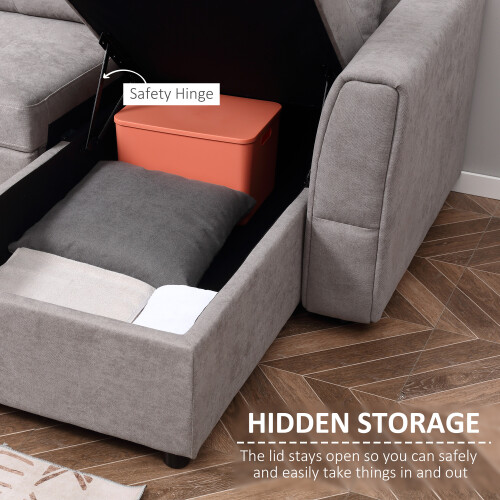 Homcom HOMCOM 3 Seater Sofa Bed, Convertible Pull Out Sofa with Storage, Grey 2
