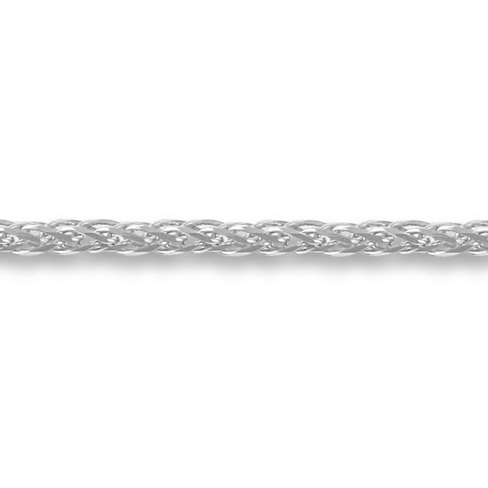 (16) Jewelco London Unisex Solid 9ct White Gold Diamond Cut Spiga 1.2mm Gauge Pendant Chain Necklace