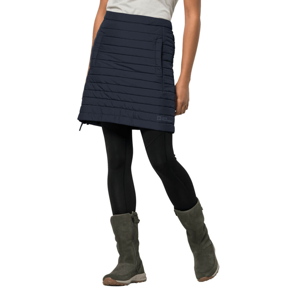 (XS, Night Blue) Jack Wolfskin Womens 2022 Iceguard Quilted Windproof Breathable Stretch Skirt