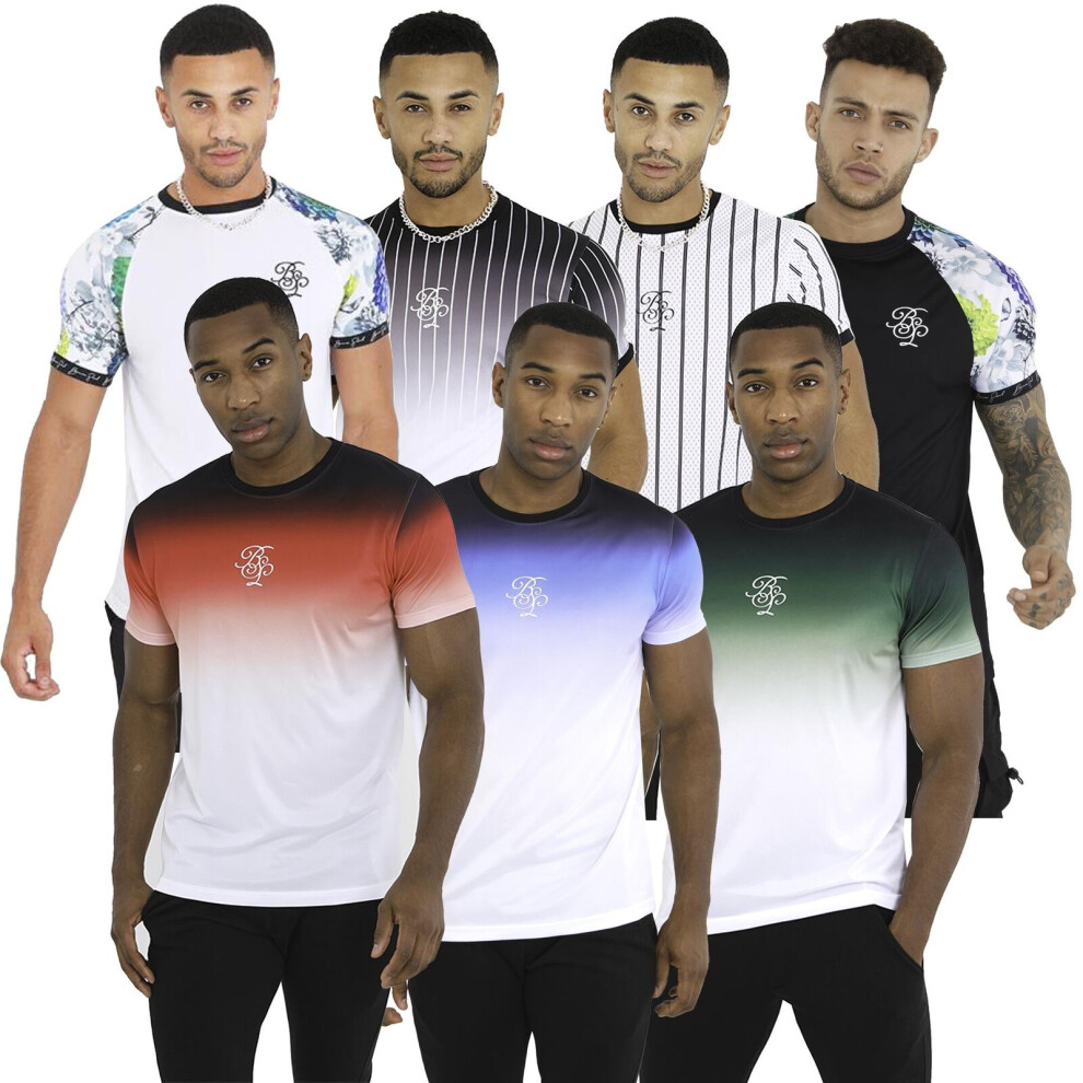 (Red, Mclemore, M) Mens Brave Soul Crew Neck T-Shirt Casual Printed Summer Tie Dye Stripe Tee