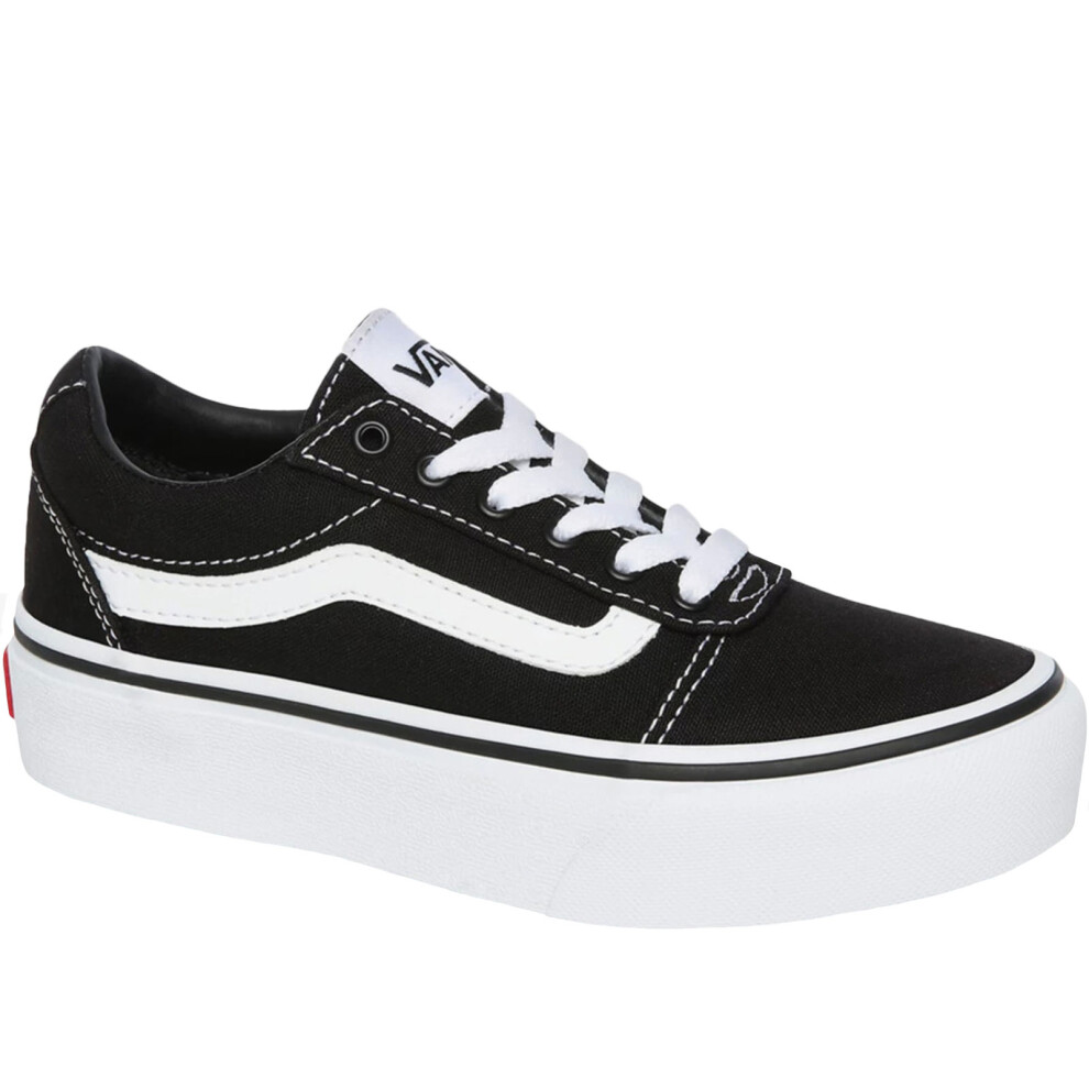 (13K, Black) Vans Kids Ward Platform Chunky Canvas Trainers Sneakers Shoes - Black