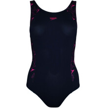 (30, Black/Pink) Speedo Womens Boomstar Splice Flyback One Piece Swimming Swim Costume Swimsuit