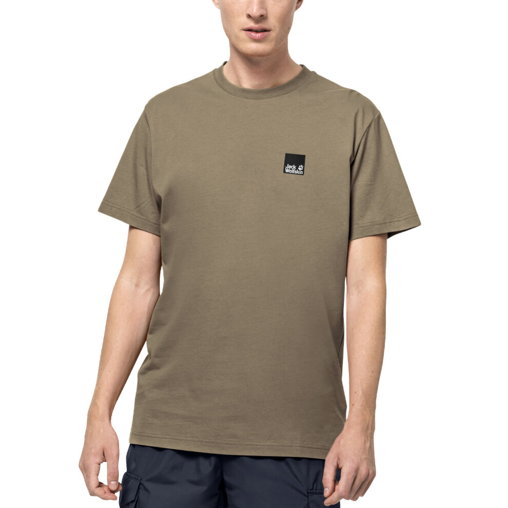 (S, Cookie) Jack Wolfskin Mens 365 Casual Cotton Crew Neck Short Sleeve T-Shirt Top Tee