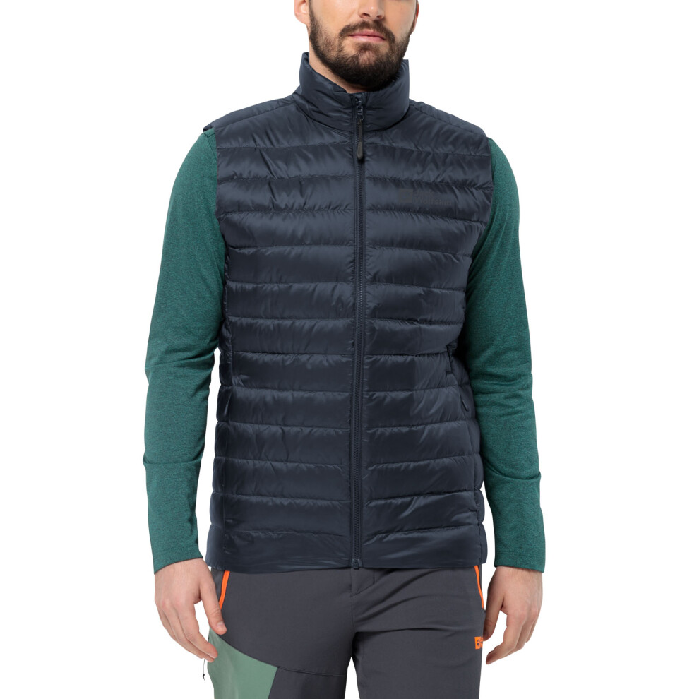 (S, Night Blue) Jack Wolfskin Mens Pilvi Down Padded Water Repellent Gilet Coat