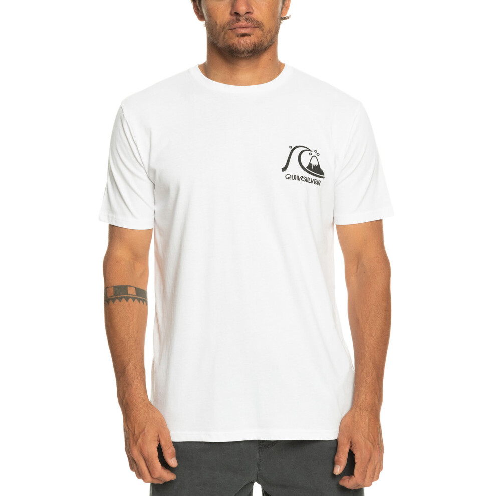 (2XL, Bright White) Quiksilver Mens The Original Short Sleeve Crew Neck Cotton T-Shirt Top Tee