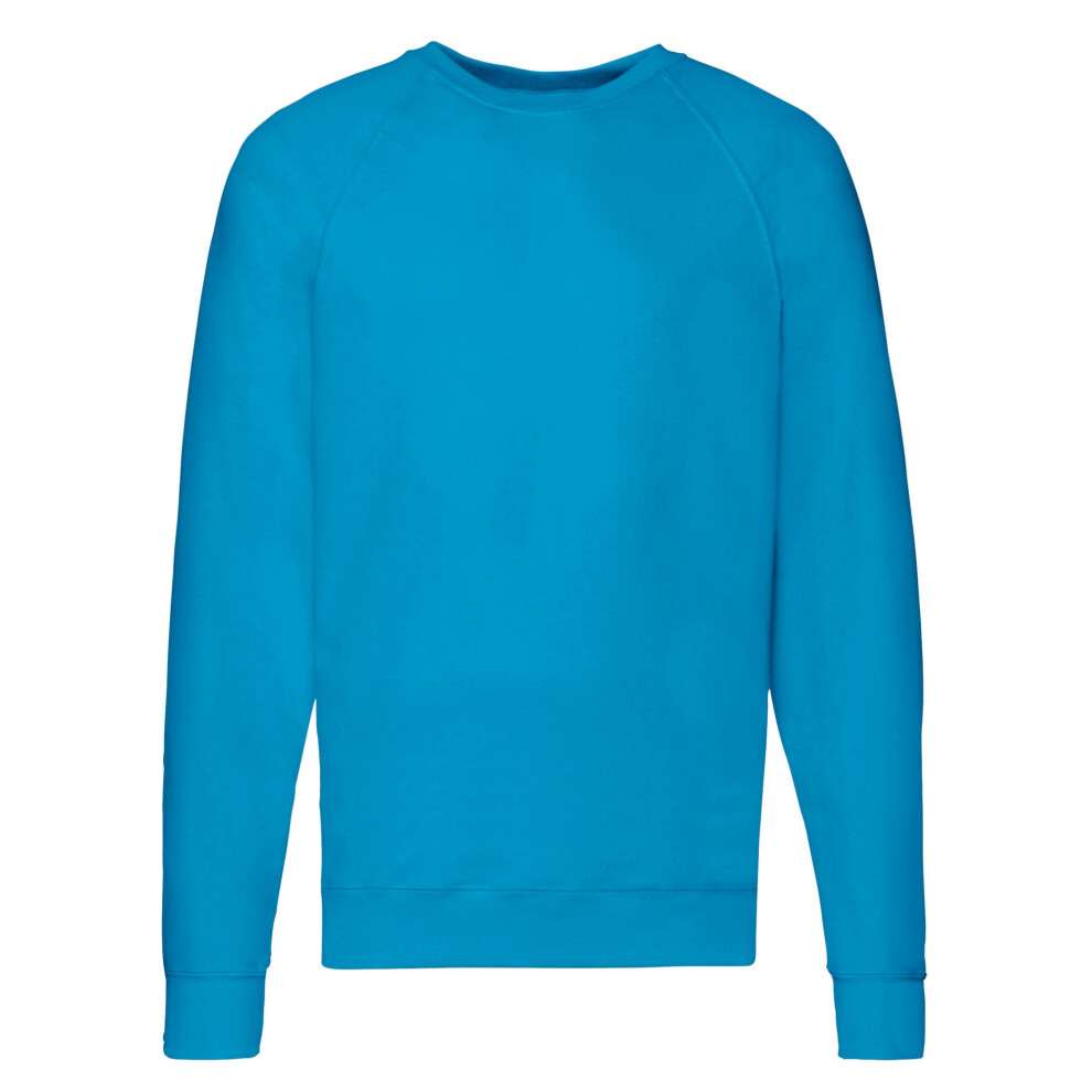 (L, Azure Blue) Fruit of the Loom Unisex Adult Lightweight Raglan Sweatshirt