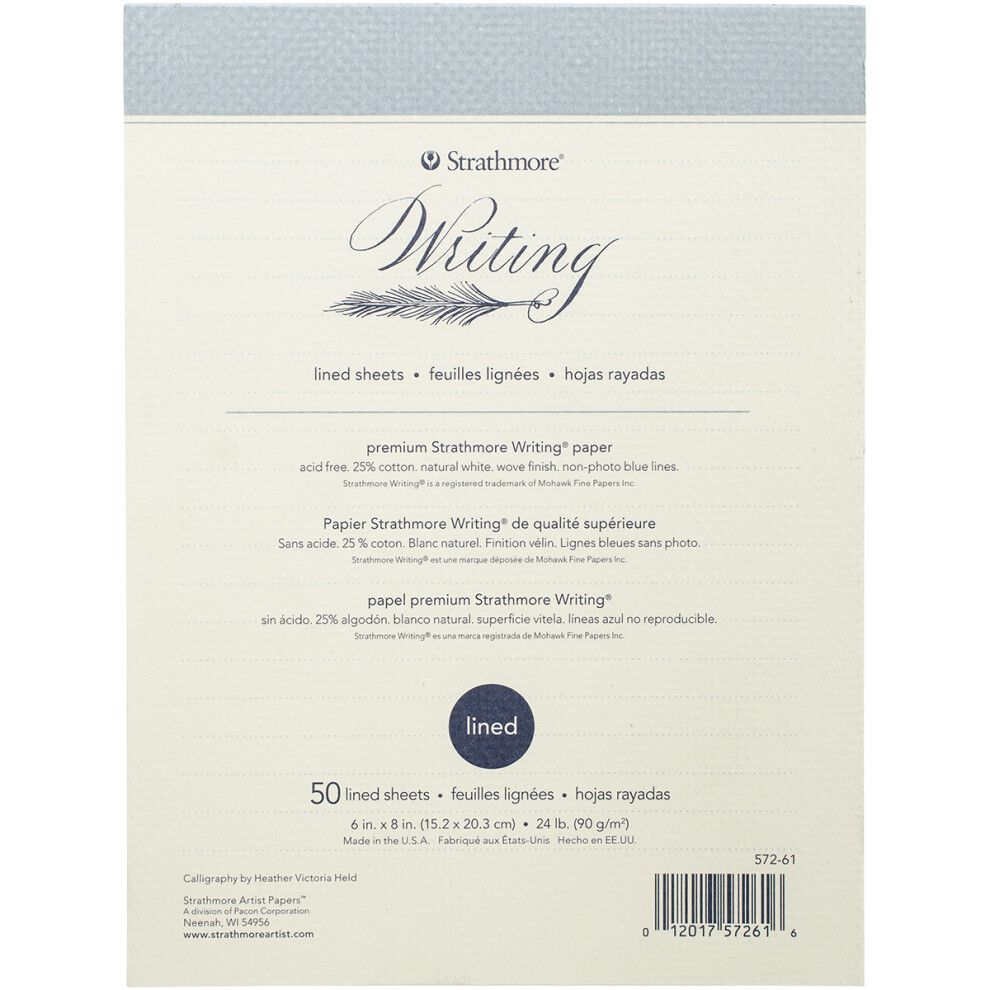 Strathmore Writing Pad Lined 6"X8"-50 Sheets 24lb Natural White 62572610-image-OPC-PKQFTR-NEW
