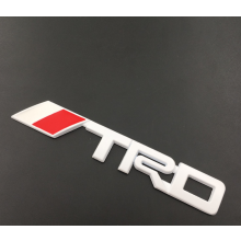 (White) TRD 3D Raised Badge Emblem Sticker Decal And Universal Truck Auto Car