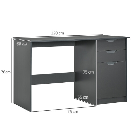 Homcom HOMCOM Computer Desk w/ Drawers Modern Writing Workstation for Home Office Grey 1