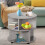 Homcom HOMCOM 3 Tier Coffee Table Round Rolling Centre Table w/ Wheels Cement 6