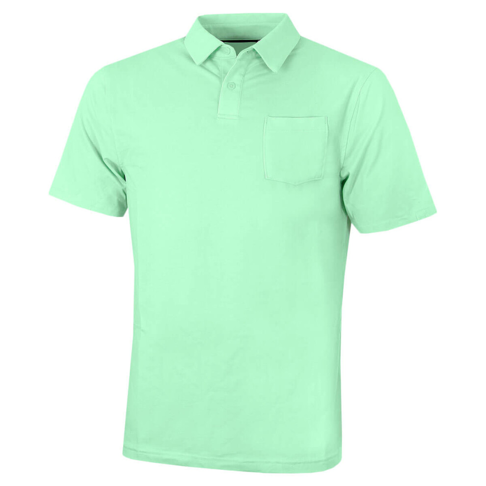 (S, Aqua Foam) Under Armour Mens CC Scramble Charged Cotton Stretch Golf Polo Shirt