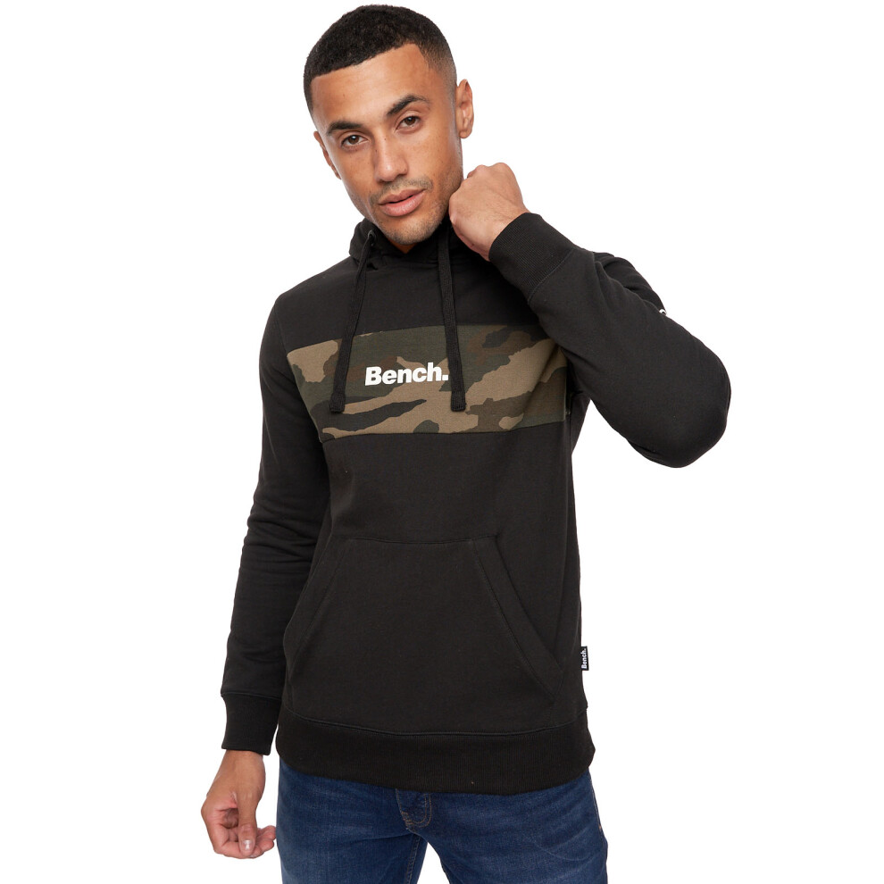 Bench (L, ) Mens Reiss Hooded Pullover Sweatshirt Jumper Hoody Hoodie Black