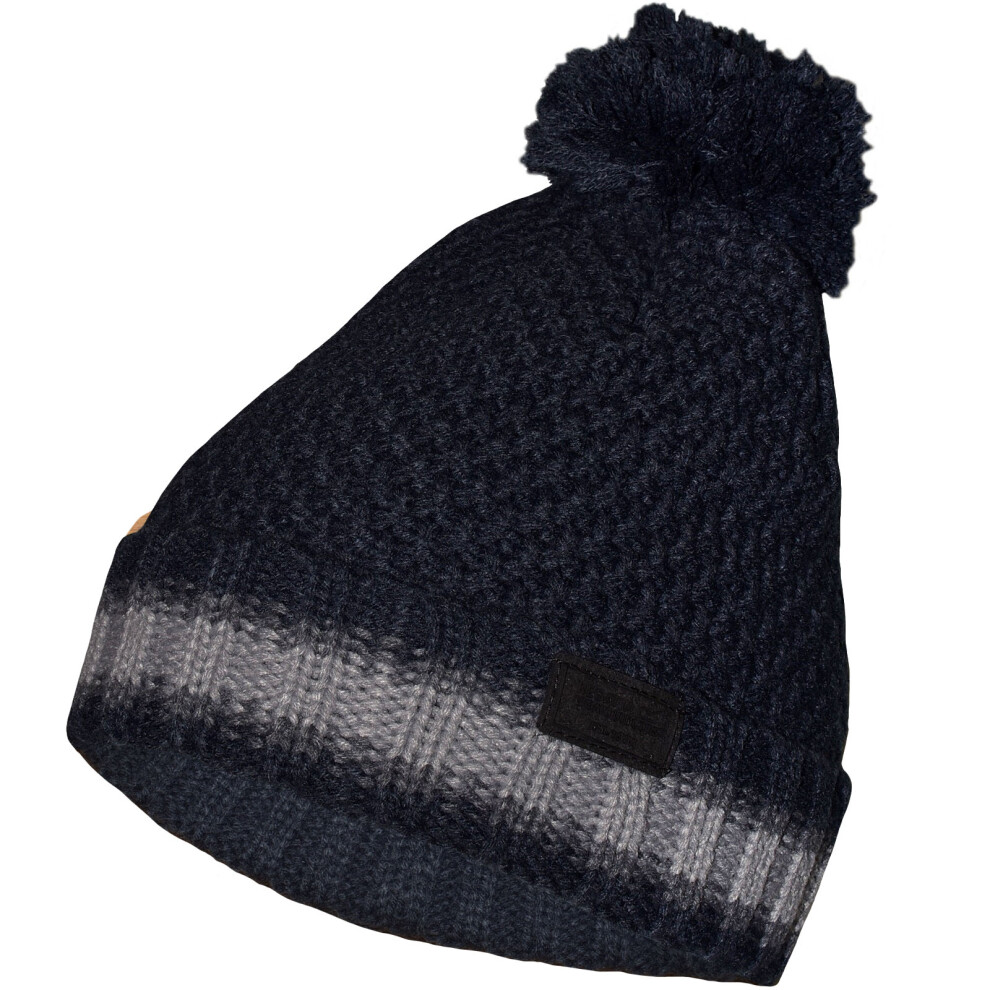 (11-13 Yrs, Navy) Regatta Kids Davin Knit Knitted Fleece Lined Warm Winter Beanie Bobble Hat