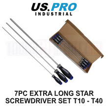 US PRO INDUSTRIAL Tools 7pc Extra Long Star Torx Screwdriver Set T10 - T40 4615